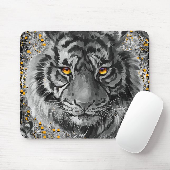 Orange Tiger Eyes - farbenfrohe Tiger Mouse Pad Mousepad (Mit Mouse)