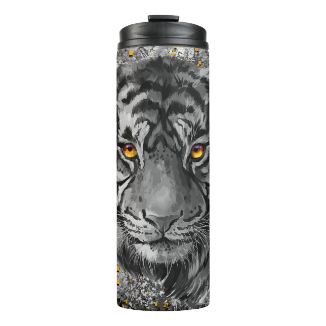 Orange Tiger Eyes | Farbiger Tiger-Wärmer Thermosbecher (Vorderseite)