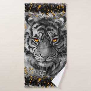 Orange Tiger Eyes Farbiges Tiger-Badetuch Badehandtuch