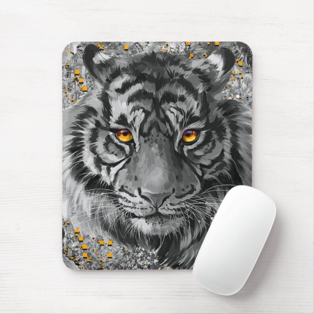 Orange Tiger Eyes | Tiger Mouse Pad Mousepad (Mit Mouse)