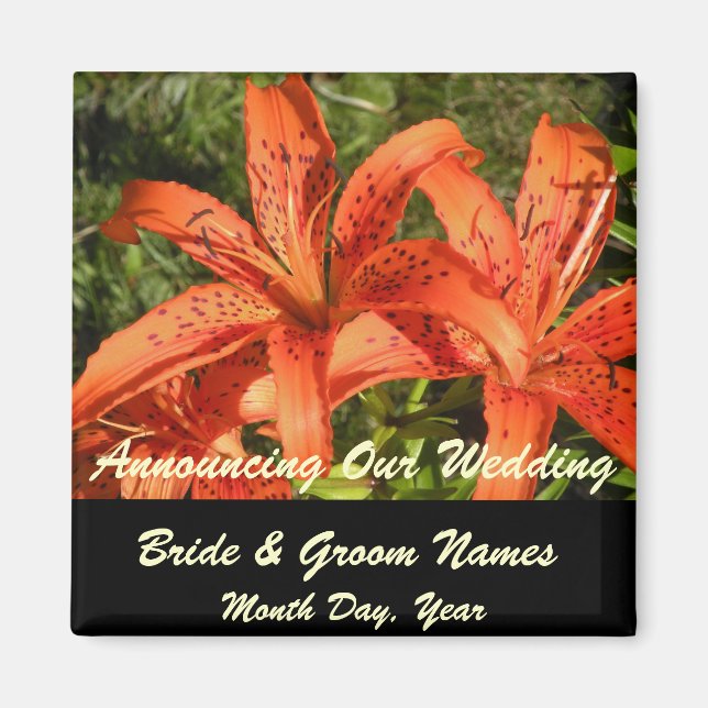 Orange Tiger Lilies Wedding Save the Date Magnet (Vorne)