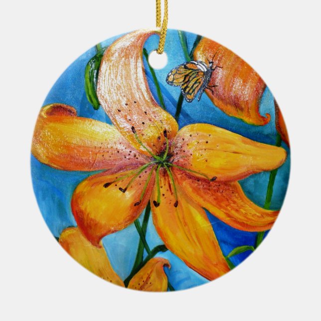 Orange Tiger Lily Keramik Ornament (Vorne)