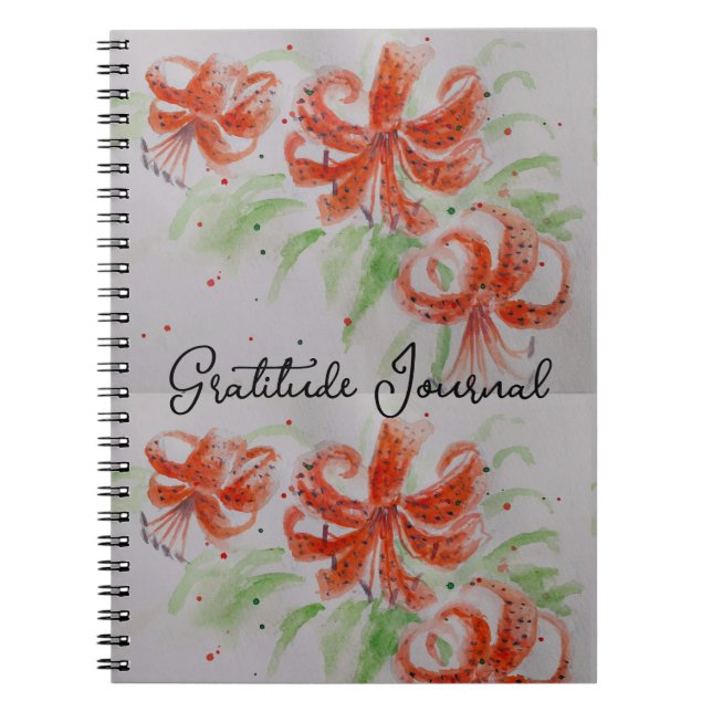Orange Tiger Lily Lilies Floral Gratitude Journal Notizblock (Vorderseite)