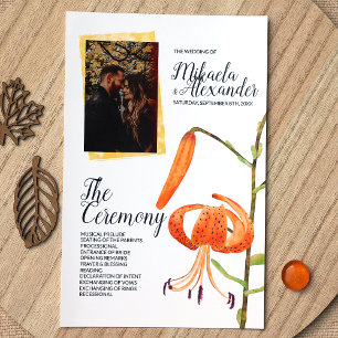 Orange Tiger Lily Wedding Zeremony Program