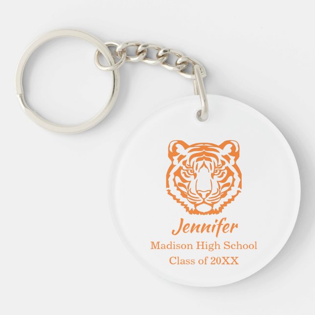 Orange Tiger Mascot Abschluss Geschenk Schlüsselan Schlüsselanhänger (Vorderseite)