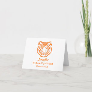 Orange Tiger Maskottchen Abschluss  Dankeskarte