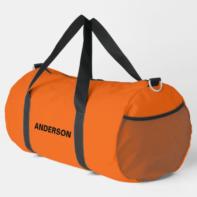 Orange Tiger Solid Color Individuelle Name Duffle Bag (Rechte Ecke)