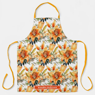 Orange Tiger Stargazer Lilie Blumendruck Schürze