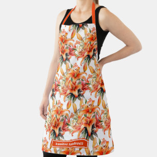 Orange Tiger Stargazer Lilie Floral  Schürze