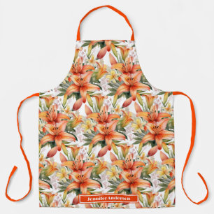 Orange Tiger Stargazer Lilie Floral  Schürze