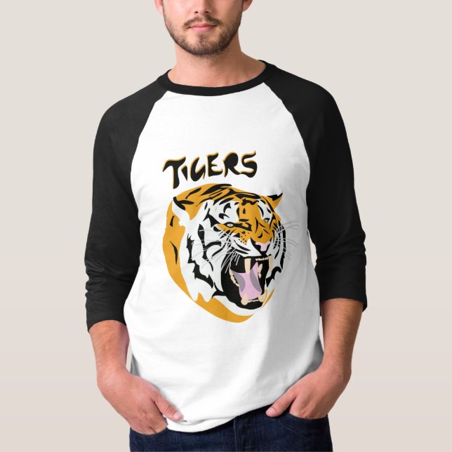 Orange Tigers Jersey mit Teamname T-Shirt (Vorderseite)