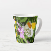 Orange Tip Butterfly Design Latte Tasse