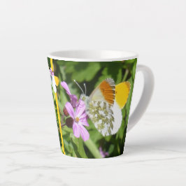 Orange Tip Butterfly Design Latte Tasse