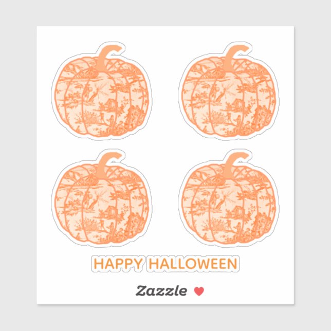 Orange Toile Pumpkins Sticker (Blatt)