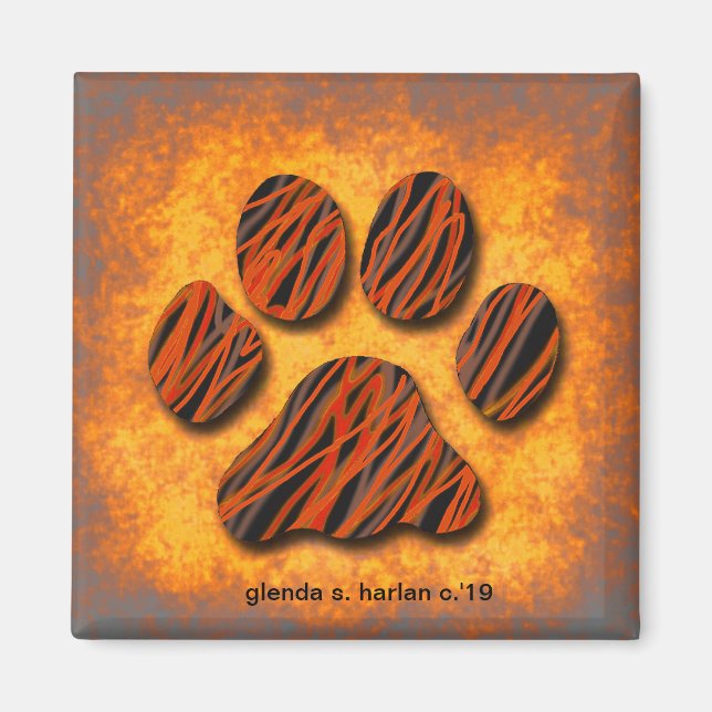 Orange Tone Paw Design von Glenda S. Harlan Magnet (Vorne)