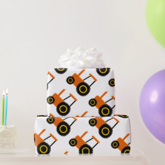 Orange Tractor Geschenkpapier