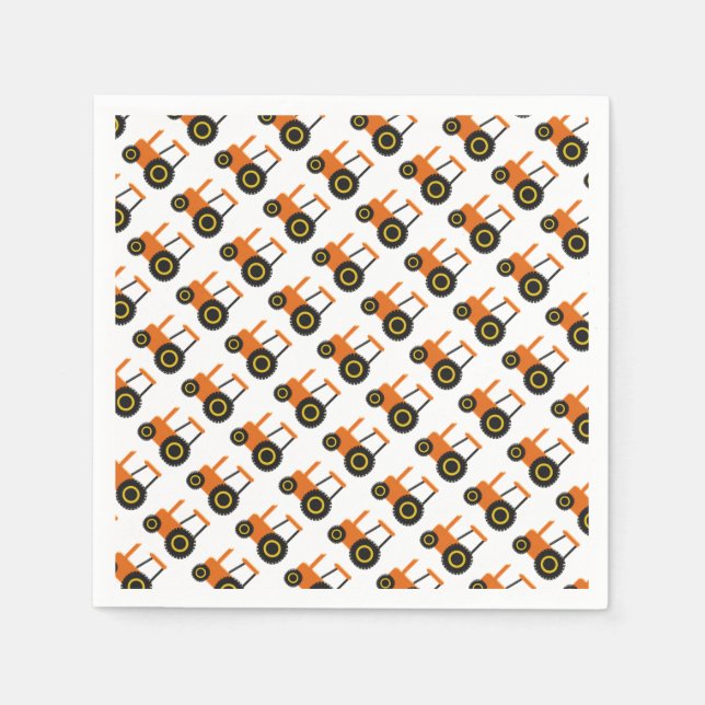 Orange Tractor Serviette (Vorderseite)