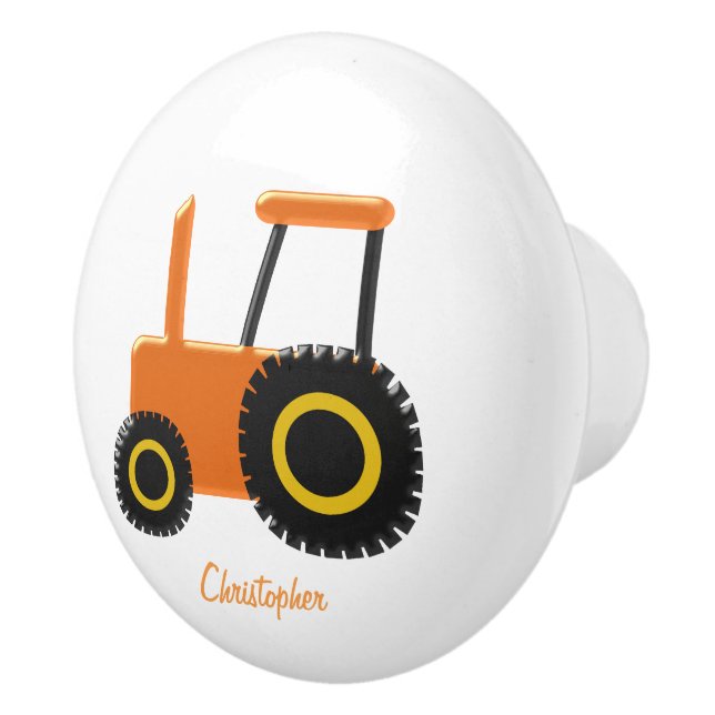 Orange Traktor addieren gerade Namen Keramikknauf (Rechts)