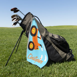 Orange Traktor Design Personalisiert Golfhandtuch