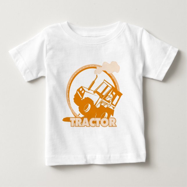 Orange Traktor Farm Machine Baby T-shirt (Vorderseite)