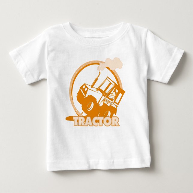 Orange Traktor Farm Machine Baby T-shirt (Vorderseite)