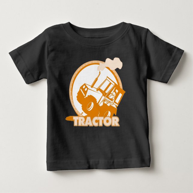 Orange Traktor Farm Machine Baby T-shirt (Vorderseite)