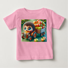 Orange Traktor mit Igel und Äpfeln Baby T-shirt