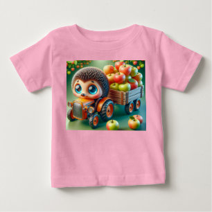 Orange Traktor mit Igel und Äpfeln Baby T-shirt