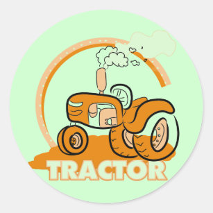 Orange Traktor-T-Shirts und Geschenke Runder Aufkleber