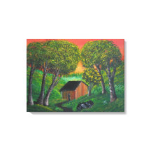 Orange Trapper Shack Wald Landschaft