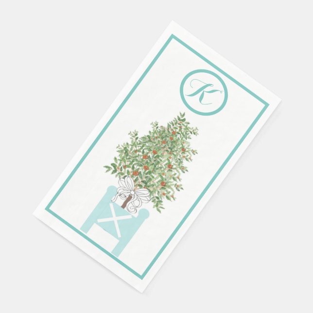 Orange tree Topiary Chinoiserie Papierhandtuch Serviette (Ecke)