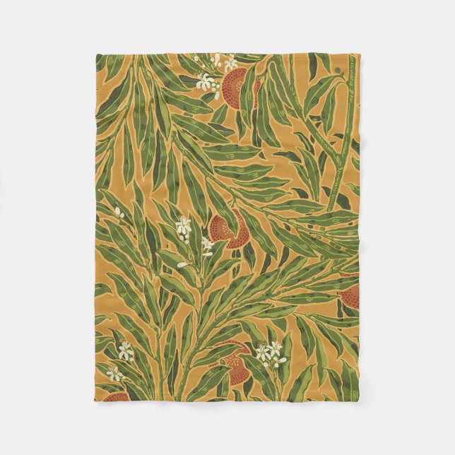 Orange Tree Vintag floral farbig Fleecedecke (Vorderseite)