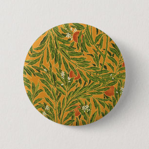 Orange Tree Vintage Tapete Muster Jugendstil Button