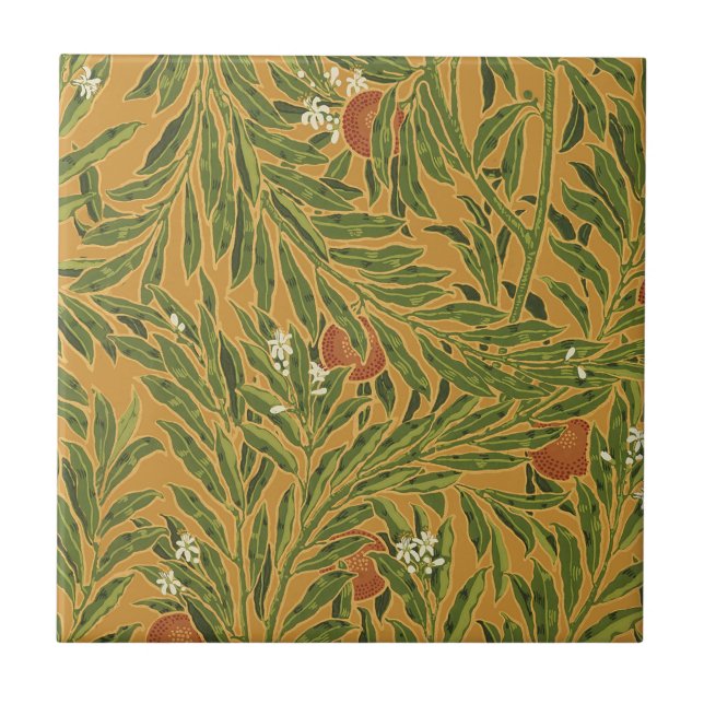 Orange Tree Vintage Tapete Muster Jugendstil Fliese (Vorderseite)