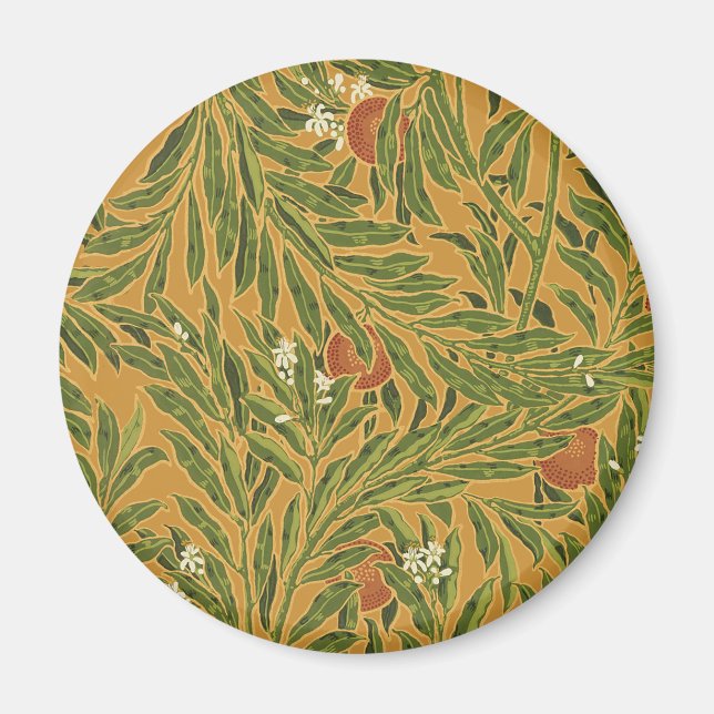 Orange Tree Vintage Tapete Muster Jugendstil Magnet (Vorne)