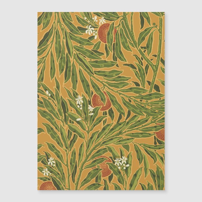 Orange Tree Vintage Tapete Muster Jugendstil Magnetkarte (Vorderseite)