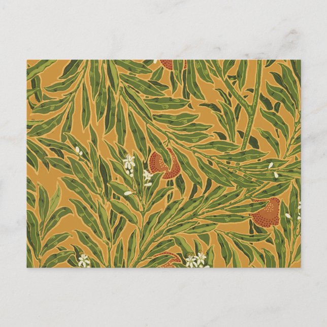 Orange Tree Vintage Tapete Muster Jugendstil Postkarte (Vorderseite)