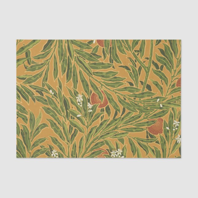 Orange Tree Vintage Tapete Muster Jugendstil Seidenpapier (Vorderseite)
