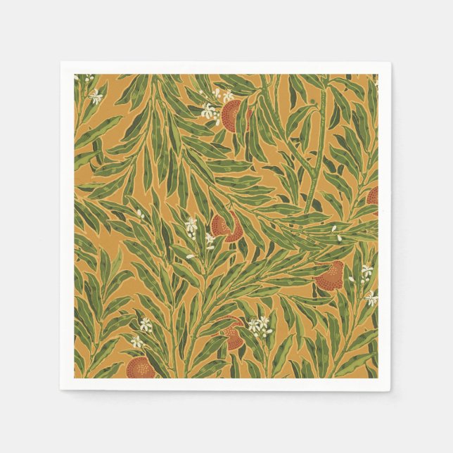 Orange Tree Vintage Tapete Muster Jugendstil Serviette (Vorderseite)