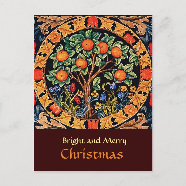 ORANGE TREM MIT GRÜNEN BLÄTTER, BLUME POSTKARTE (Vorderseite)