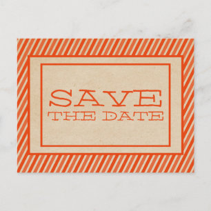 Orange Trendy Stripes Save the Date Postkarte