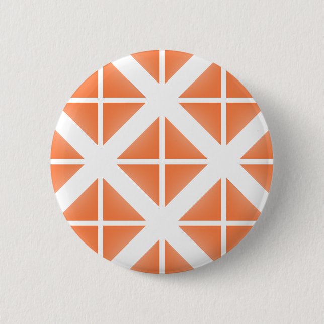 Orange Trendy Triangle Pattern Button (Vorderseite)