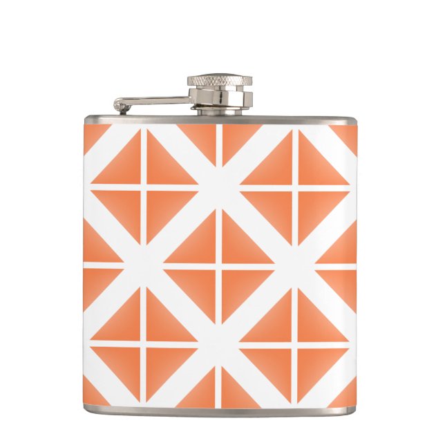 Orange Trendy Triangle Pattern Flachmann (Vorderseite)