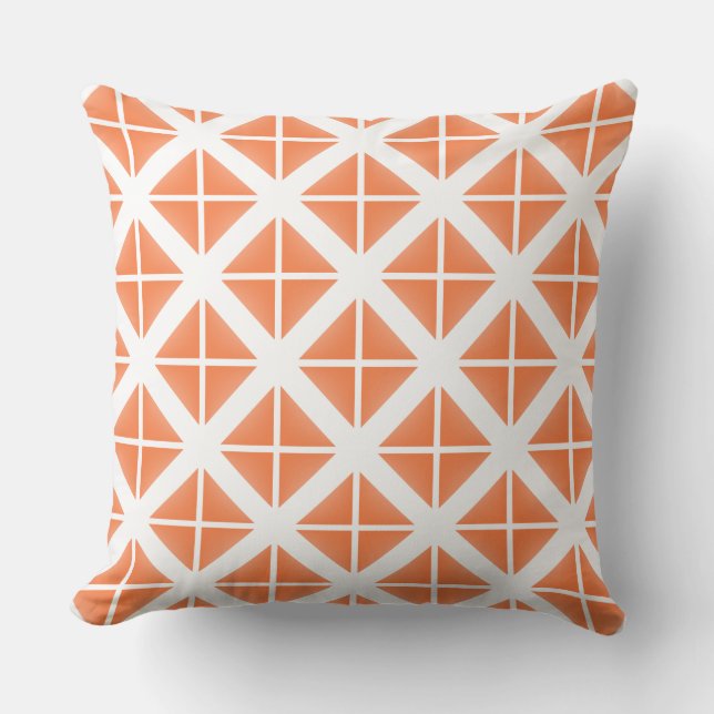 Orange Trendy Triangle Pattern Kissen (Vorderseite)