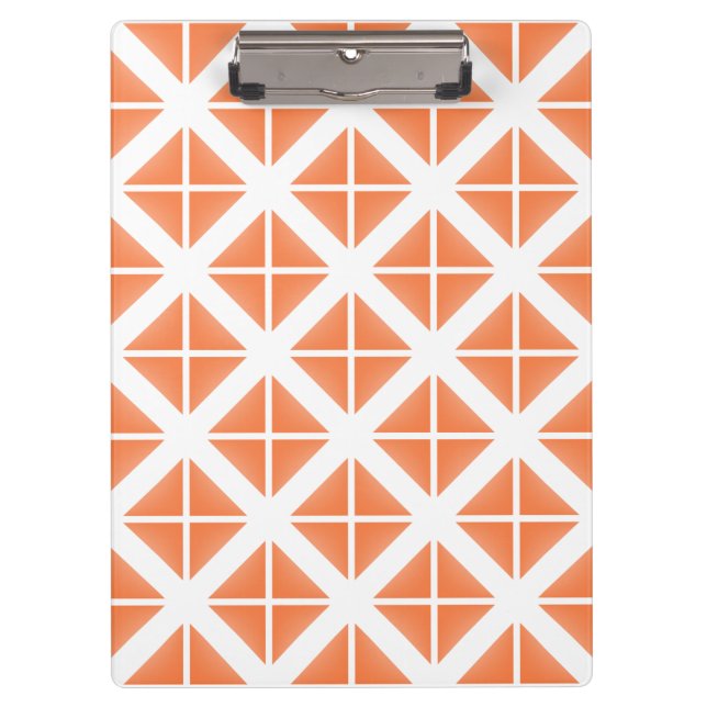 Orange Trendy Triangle Pattern Klemmbrett (Vorderseite)