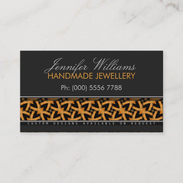 Orange Tribal Batik Stilvolle Black Business Cards Visitenkarte (Vorderseite)
