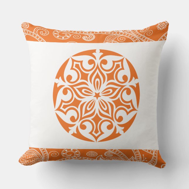 ORANGE TRIBAL CIRCLE Retro Throw Kissen (Vorderseite)