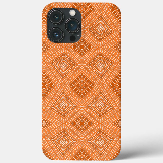 Orange Tribal Diamonds African Pattern Case-Mate iPhone Hülle (Rückseite)