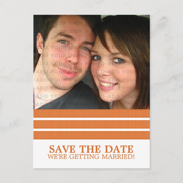 Orange Triple Stripe Save the Date Postkarte (Vorderseite)