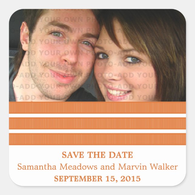 Orange Triple Stripe Save the Date Stickers (Vorderseite)